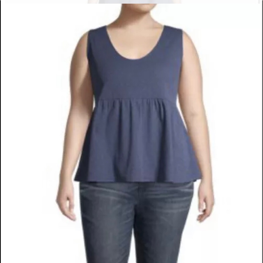 Terra and Sky Womens Smock Style Tank Top size 1X 16 W-18W blue Smock New